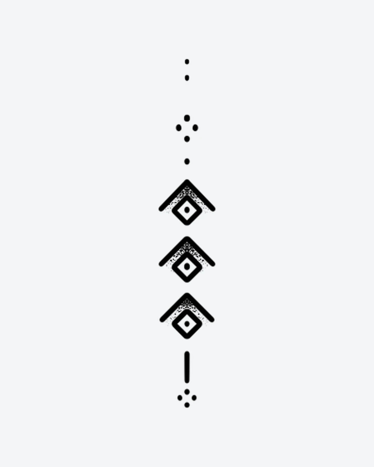 Ascension semi-permanent tattoo design by INKY – Diamond, Geometric, Dots, Dotwork, House illustration, 2 x 4 in (6x10 cm), available at inkytatt.com