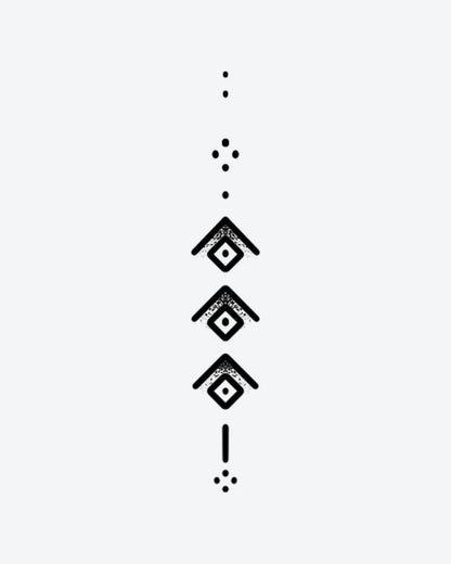 Ascension semi-permanent tattoo design by INKY – Diamond, Geometric, Dots, Dotwork, House illustration, 2 x 4 in (6x10 cm), available at inkytatt.com