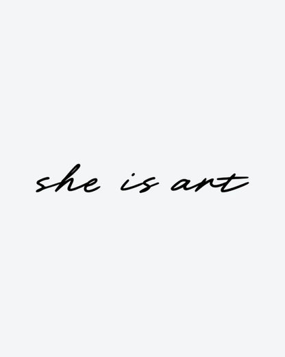 She Is Art 2 semi-permanent tattoo design by INKY – She Is Art 2 illustration, 2 x 4 in (6x10 cm), available at inkytatt.com