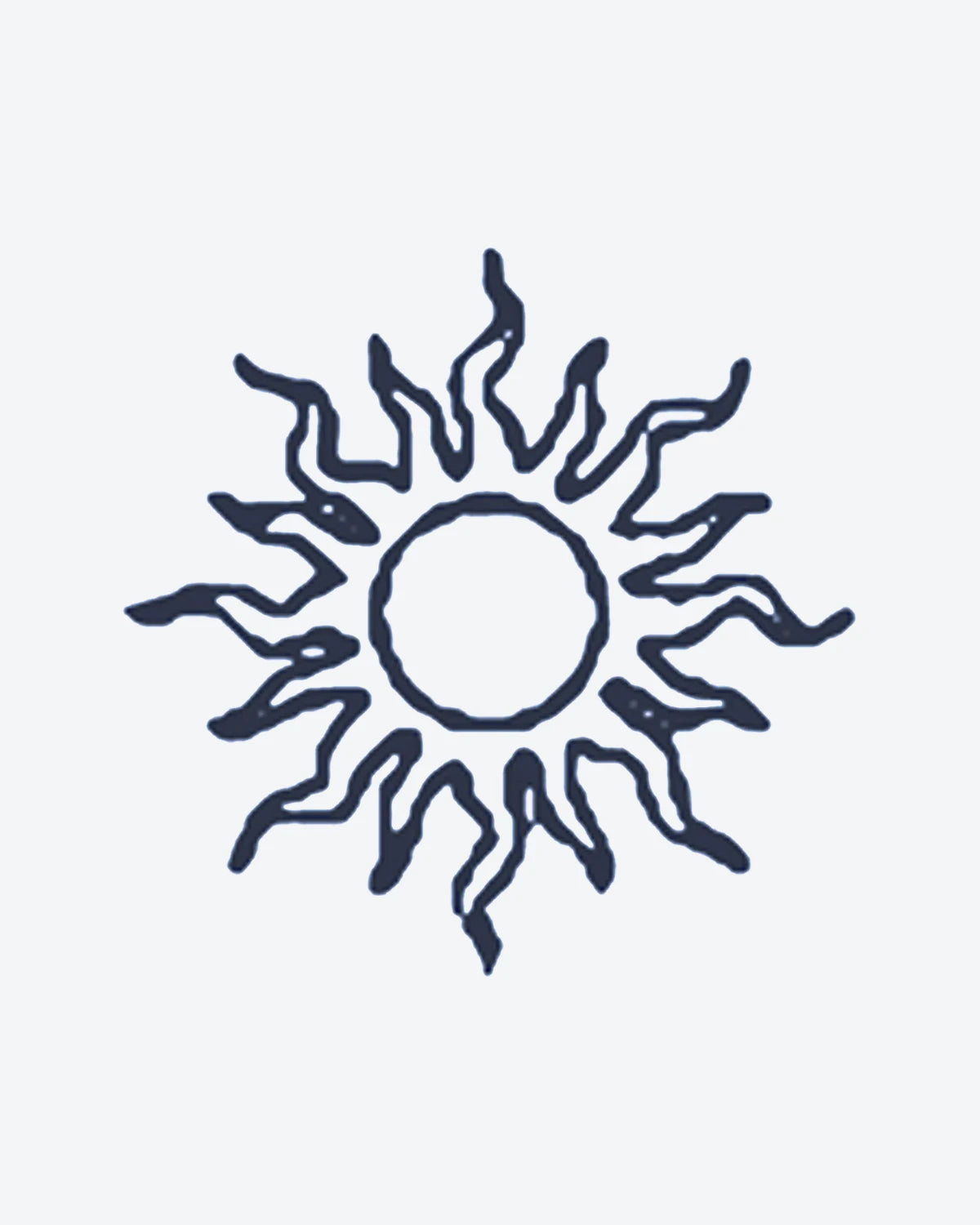 Sun Symbol semi-permanent tattoo design by INKY – Sun, Flame, Circle, Hand illustration, 0.5 x 0.5 in (1x1 cm), available at inkytatt.com