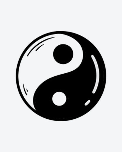 Yin Yang semi-permanent tattoo design by INKY – Yin Yang, Dots, Lines illustration, 2 x 2 in (4x4 cm), available at inkytatt.com