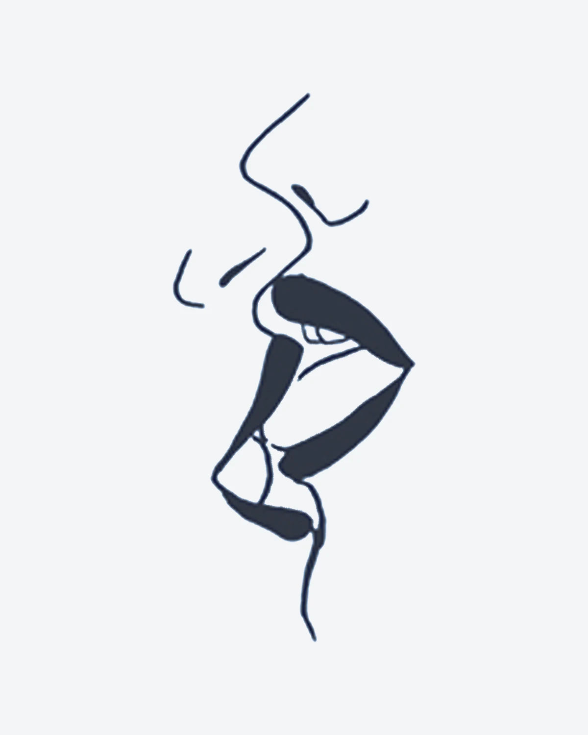 Line Kiss semi-permanent tattoo design by INKY – Fine Line, Face illustration, 2 x 2 in (4x4 cm), available at inkytatt.com
