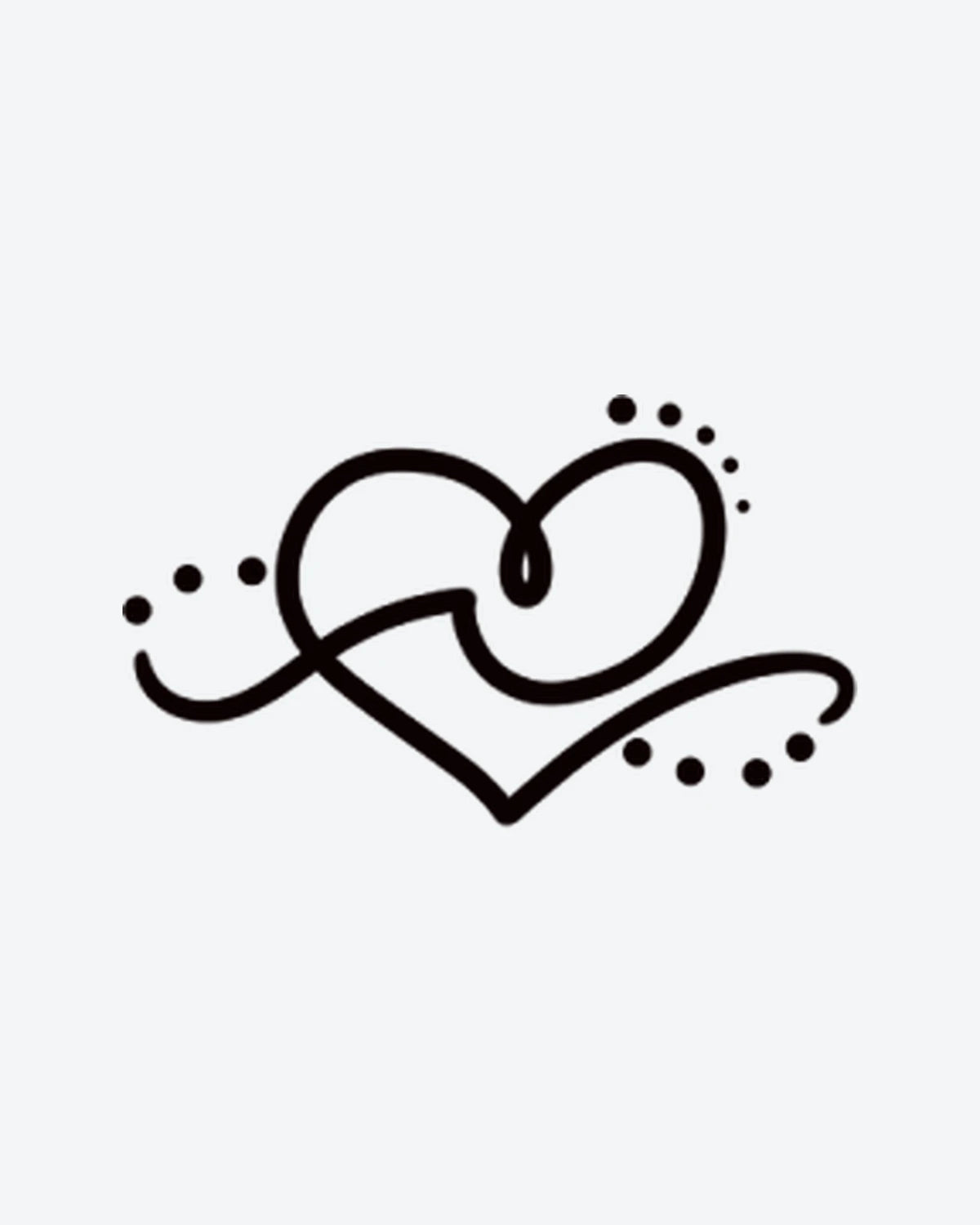Love Line semi-permanent tattoo design by INKY – Fine Line, Heart, Dotwork illustration, 2 x 2 in (4x4 cm), available at inkytatt.com