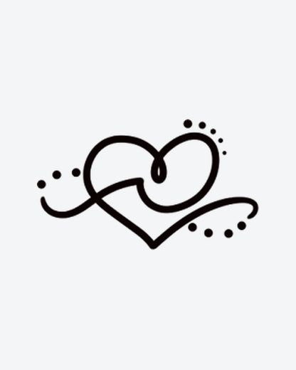Love Line semi-permanent tattoo design by INKY – Fine Line, Heart, Dotwork illustration, 2 x 2 in (4x4 cm), available at inkytatt.com