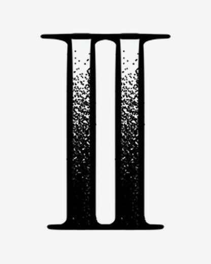 Distressed 2 2 semi-permanent tattoo design by INKY – Roman Numeral, Dotwork, Frame illustration, 0.5 x 0.5 in (1x1 cm), available at inkytatt.com