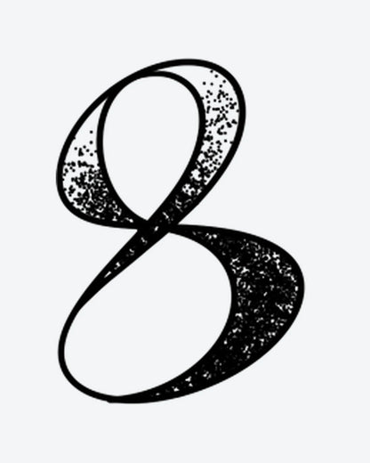 Infinity 8 semi-permanent tattoo design by INKY – Dots, Dotwork illustration, 0.5 x 0.5 in (1x1 cm), available at inkytatt.com