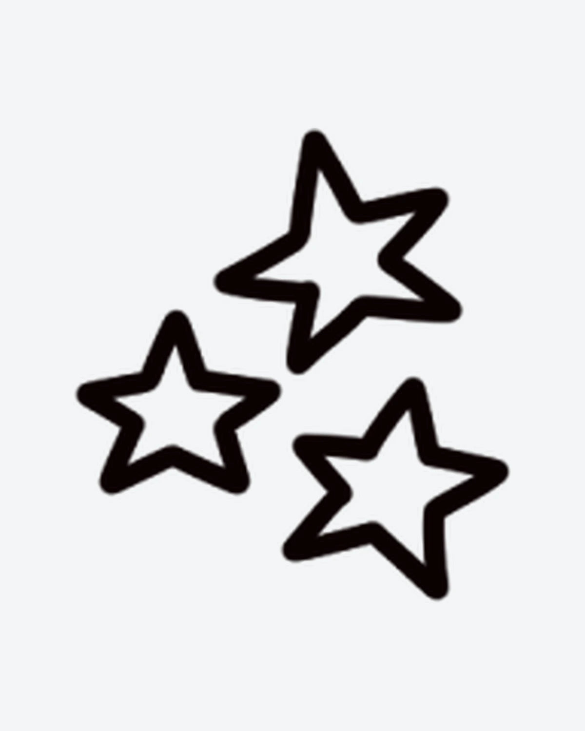 Star Trio semi-permanent tattoo design by INKY – Star, Hand, Silhouette illustration, 0.5 x 0.5 in (1x1 cm), available at inkytatt.com