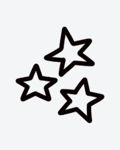 Star Trio semi-permanent tattoo design by INKY – Star, Hand, Silhouette illustration, 0.5 x 0.5 in (1x1 cm), available at inkytatt.com