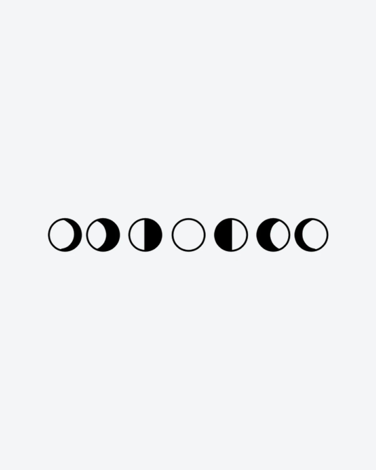Moon Phases semi-permanent tattoo design by INKY – Moon illustration, 2 x 4 in (6x10 cm), available at inkytatt.com