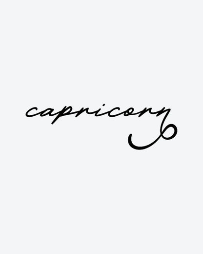 Capricorn semi-permanent tattoo design by INKY – Fine Line, Capricorn illustration, 2 x 2 in (4x4 cm), available at inkytatt.com