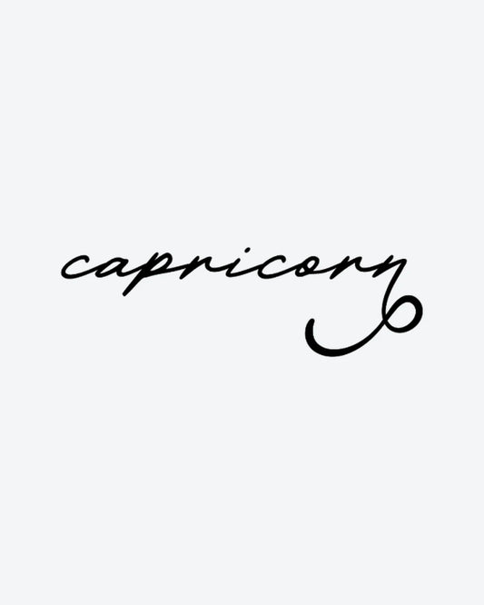 Capricorn semi-permanent tattoo design by INKY – Fine Line, Capricorn illustration, 2 x 2 in (4x4 cm), available at inkytatt.com