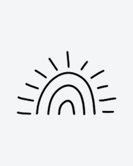 Mini Sun semi-permanent tattoo design by INKY – Line Art, Sun, Lines, Hand illustration, 0.5 x 0.5 in (1x1 cm), available at inkytatt.com