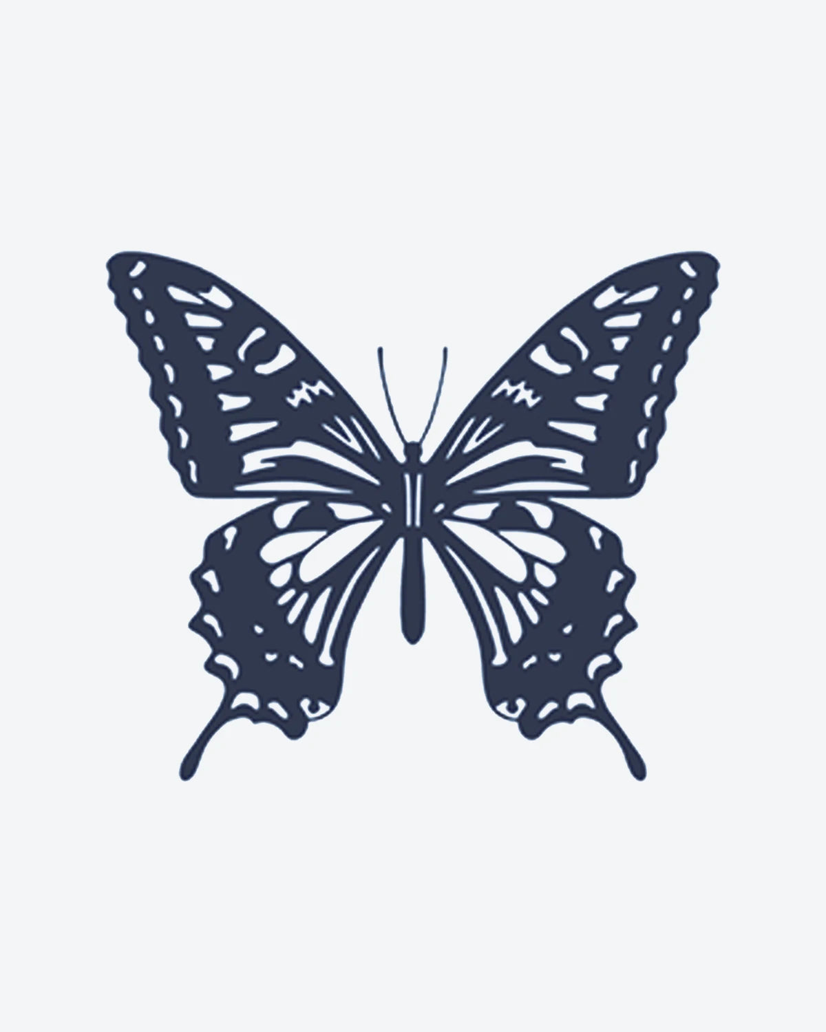 Winged Grace semi-permanent tattoo design by INKY – Butterfly, Pattern, Silhouette illustration, 0.5 x 0.5 in (1x1 cm), available at inkytatt.com