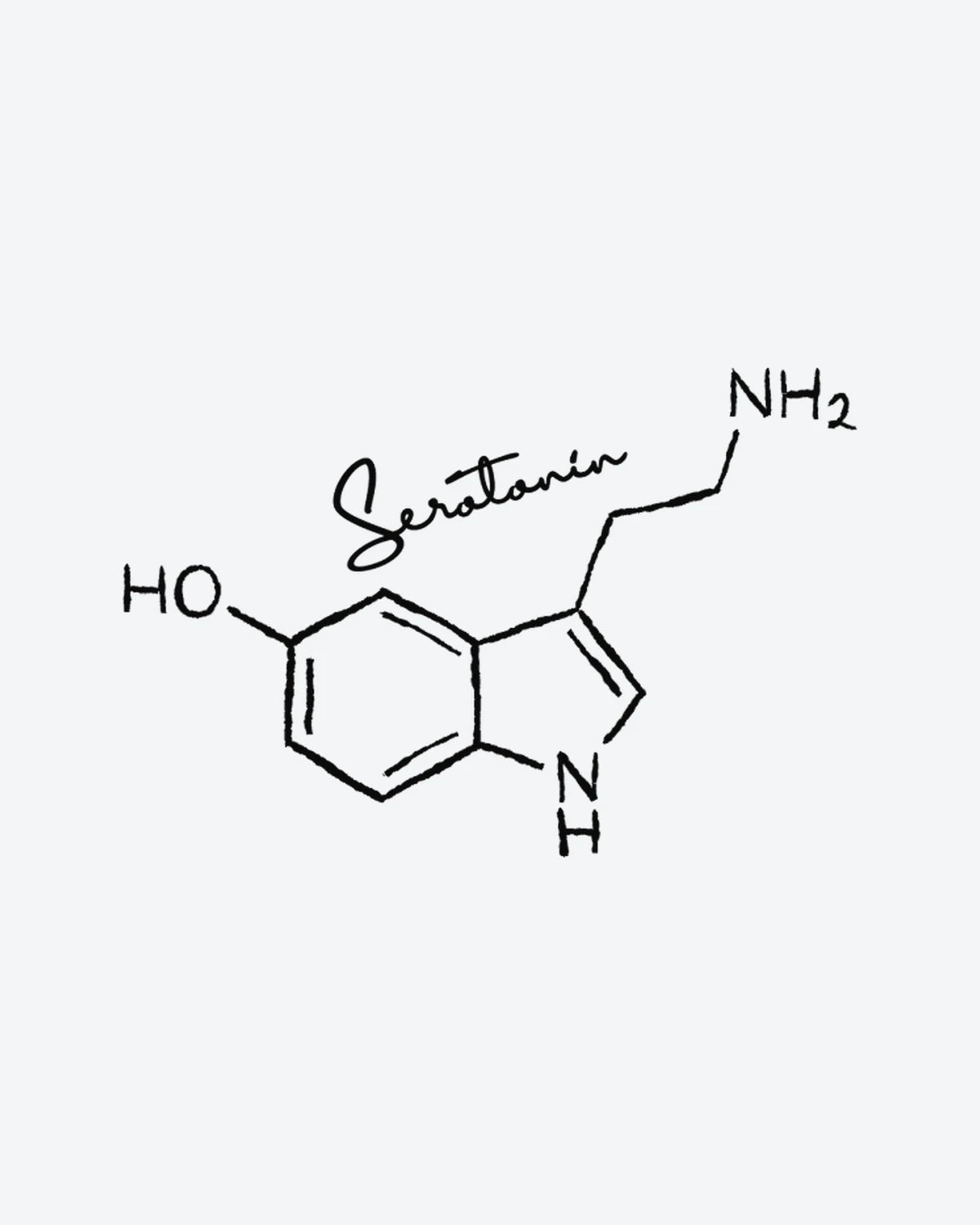 Serotonin semi-permanent tattoo design by INKY – Fine Line, Hand illustration, 3 x 3 in (7x7 cm), available at inkytatt.com