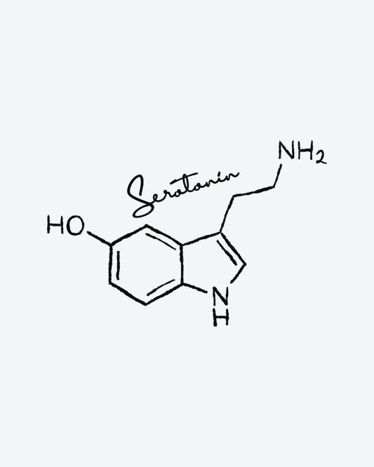 Serotonin 2 semi-permanent tattoo design by INKY – Fine Line, Hand illustration, 2 x 2 in (4x4 cm), available at inkytatt.com