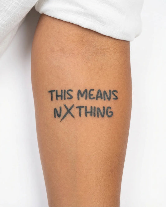INKY Nxthing semi-permanent tattoo applied on a woman – 3 x 3 in (7x7 cm) design, realistic ink look, lasts 10 days
