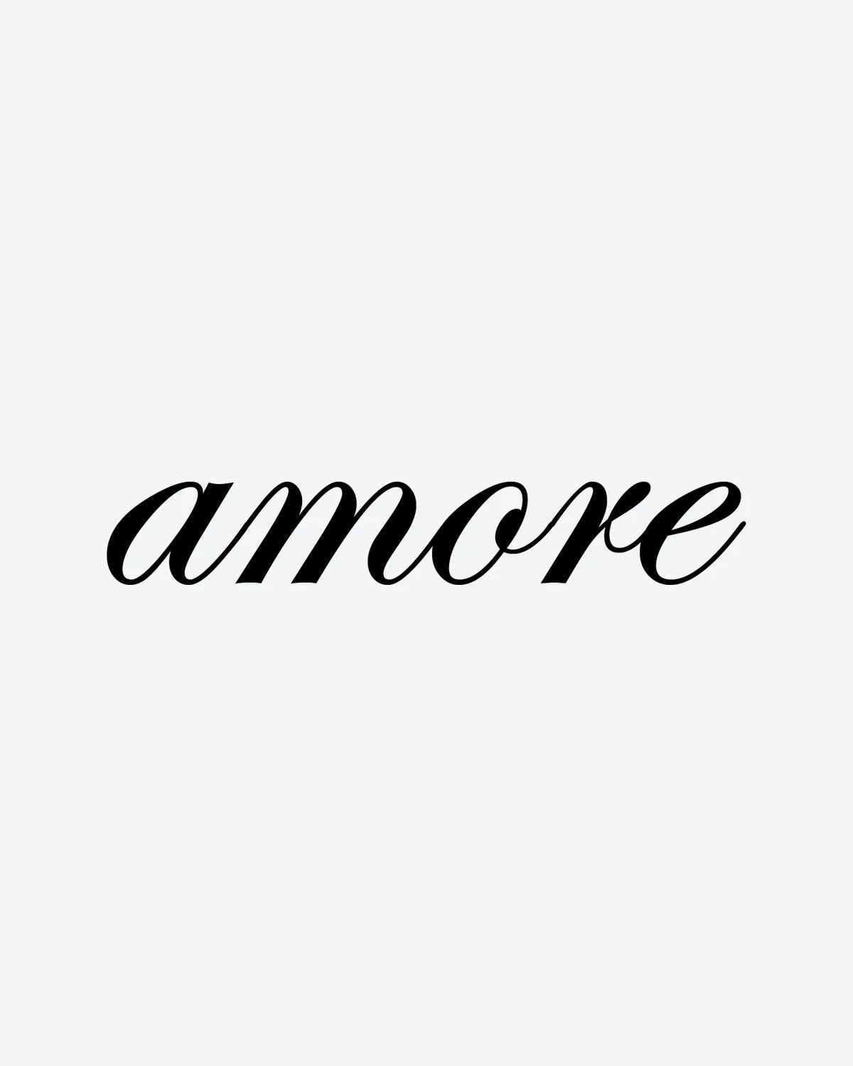 Amore Script semi-permanent tattoo design by INKY – Amore Script illustration, 2 x 2 in (4x4 cm), available at inkytatt.com