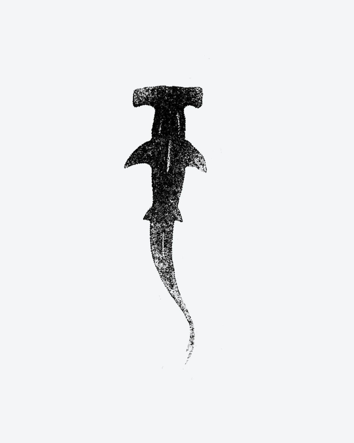 Hammerhead semi-permanent tattoo design by INKY – Shark illustration, 2 x 4 in (6x10 cm), available at inkytatt.com