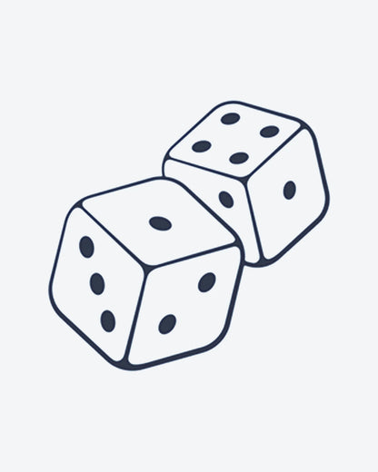 Dice Roll semi-permanent tattoo design by INKY – Line Art, Geometric illustration, 0.5 x 0.5 in (1x1 cm), available at inkytatt.com