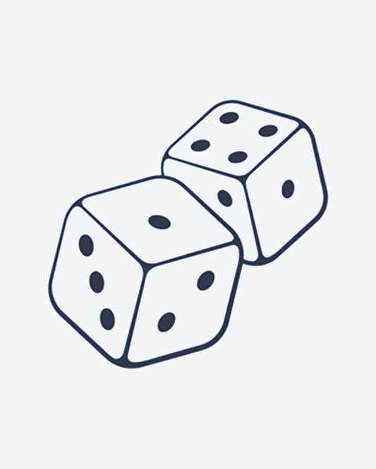 Dice Roll semi-permanent tattoo design by INKY – Line Art, Geometric illustration, 0.5 x 0.5 in (1x1 cm), available at inkytatt.com