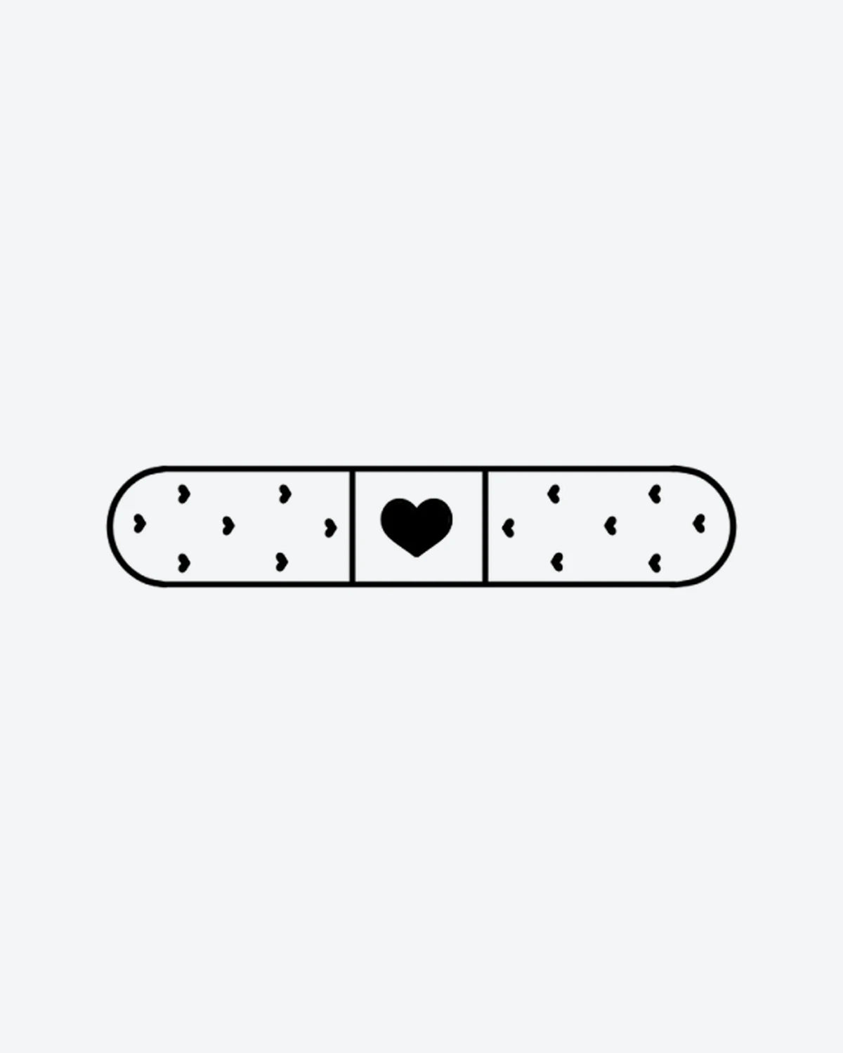 Heart Aid 2 semi-permanent tattoo design by INKY – Fine Line, Heart illustration, 0.5 x 0.5 in (1x1 cm), available at inkytatt.com