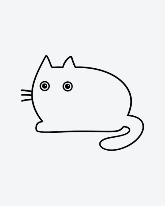 Chubby Cat semi-permanent tattoo design by INKY – Cat, Eye illustration, 0.5 x 0.5 in (1x1 cm), available at inkytatt.com