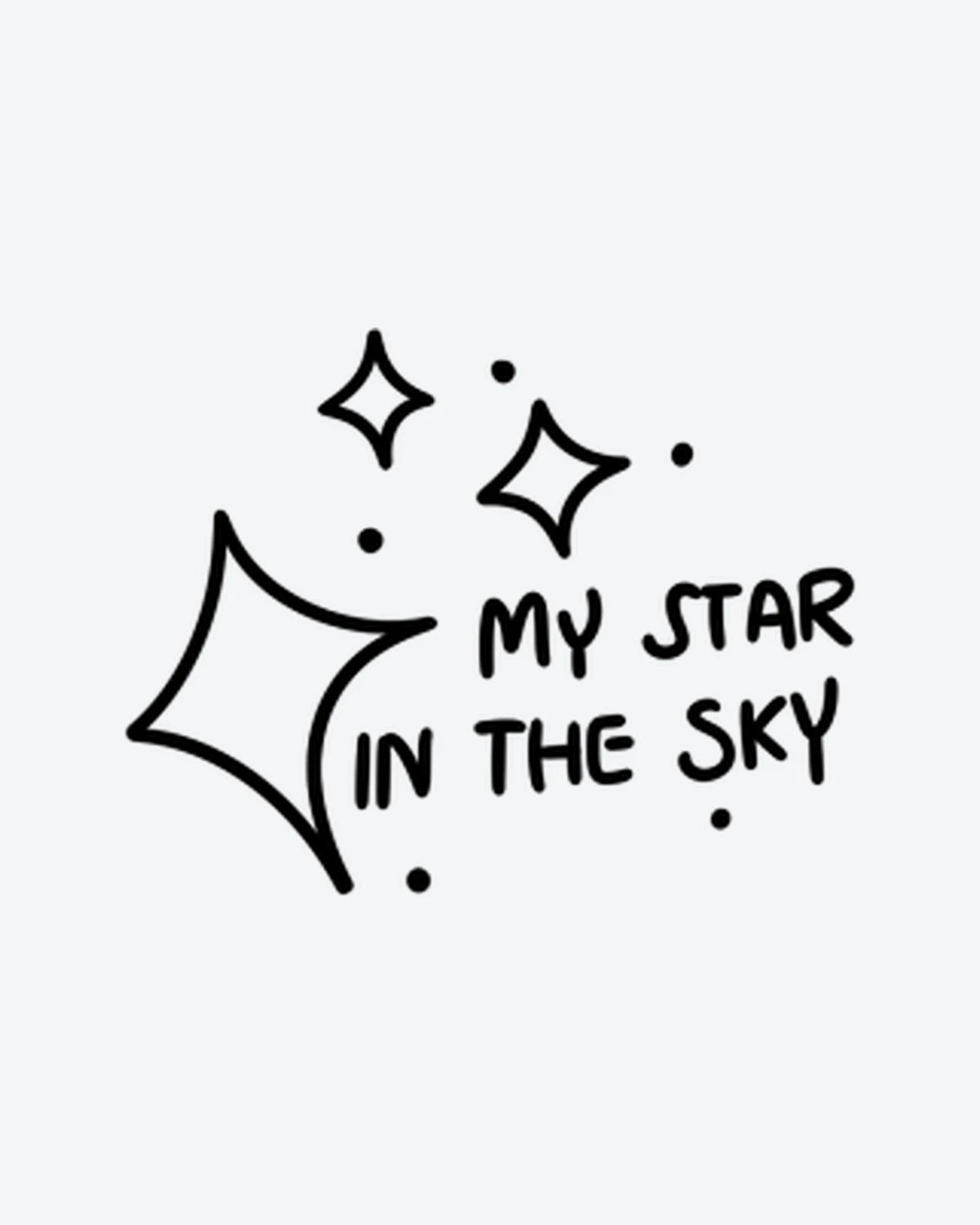 Star In Sky semi-permanent tattoo design by INKY – Star, Lines, Hand illustration, 2 x 2 in (4x4 cm), available at inkytatt.com