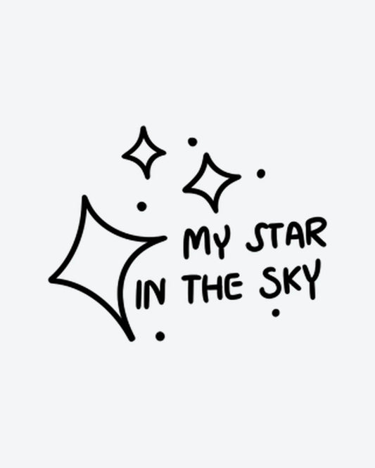Star In Sky semi-permanent tattoo design by INKY – Star, Lines, Hand illustration, 2 x 2 in (4x4 cm), available at inkytatt.com
