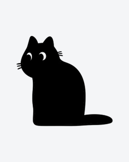 Silly Cat semi-permanent tattoo design by INKY – Cat, Eye, Lines, Silhouette illustration, 0.5 x 0.5 in (1x1 cm), available at inkytatt.com