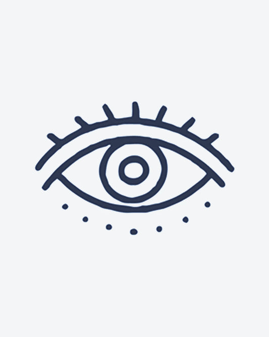 Mystic Eye 2 semi-permanent tattoo design by INKY – Evil Eye, Circle, Dots, Hand illustration, 0.5 x 0.5 in (1x1 cm), available at inkytatt.com