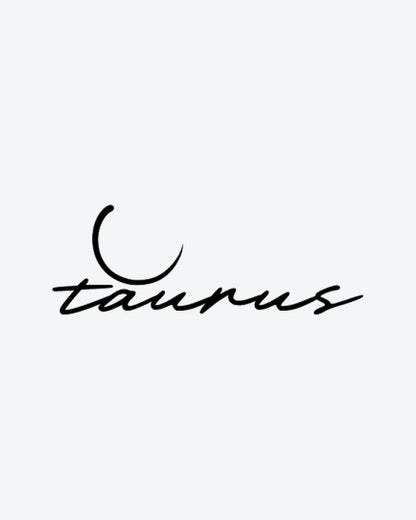 Taurus semi-permanent tattoo design by INKY – Crescent Moon, Fine Line, Taurus, Horn illustration, 2 x 2 in (4x4 cm), available at inkytatt.com