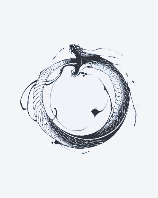 Serpent Ring semi-permanent tattoo design by INKY – Fine Line illustration, 3 x 3 in (7x7 cm), available at inkytatt.com