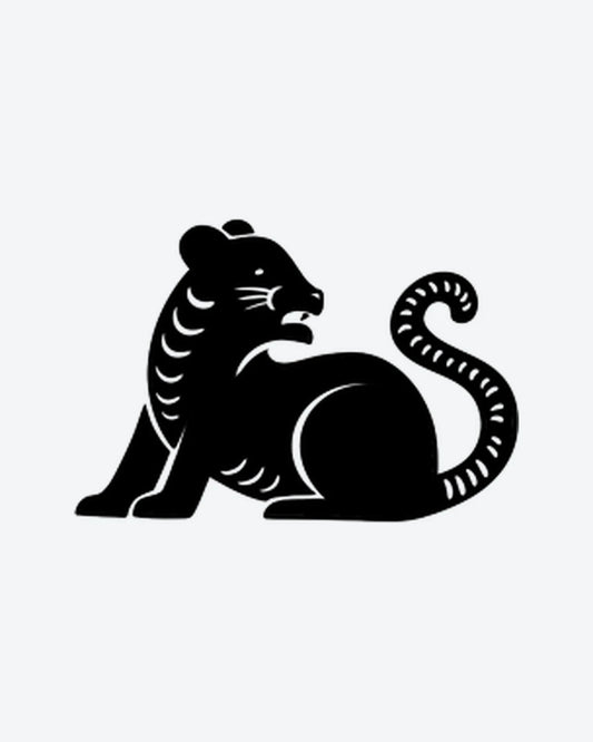 Black Panther semi-permanent tattoo design by INKY – Lines, Panther illustration, 2 x 2 in (4x4 cm), available at inkytatt.com