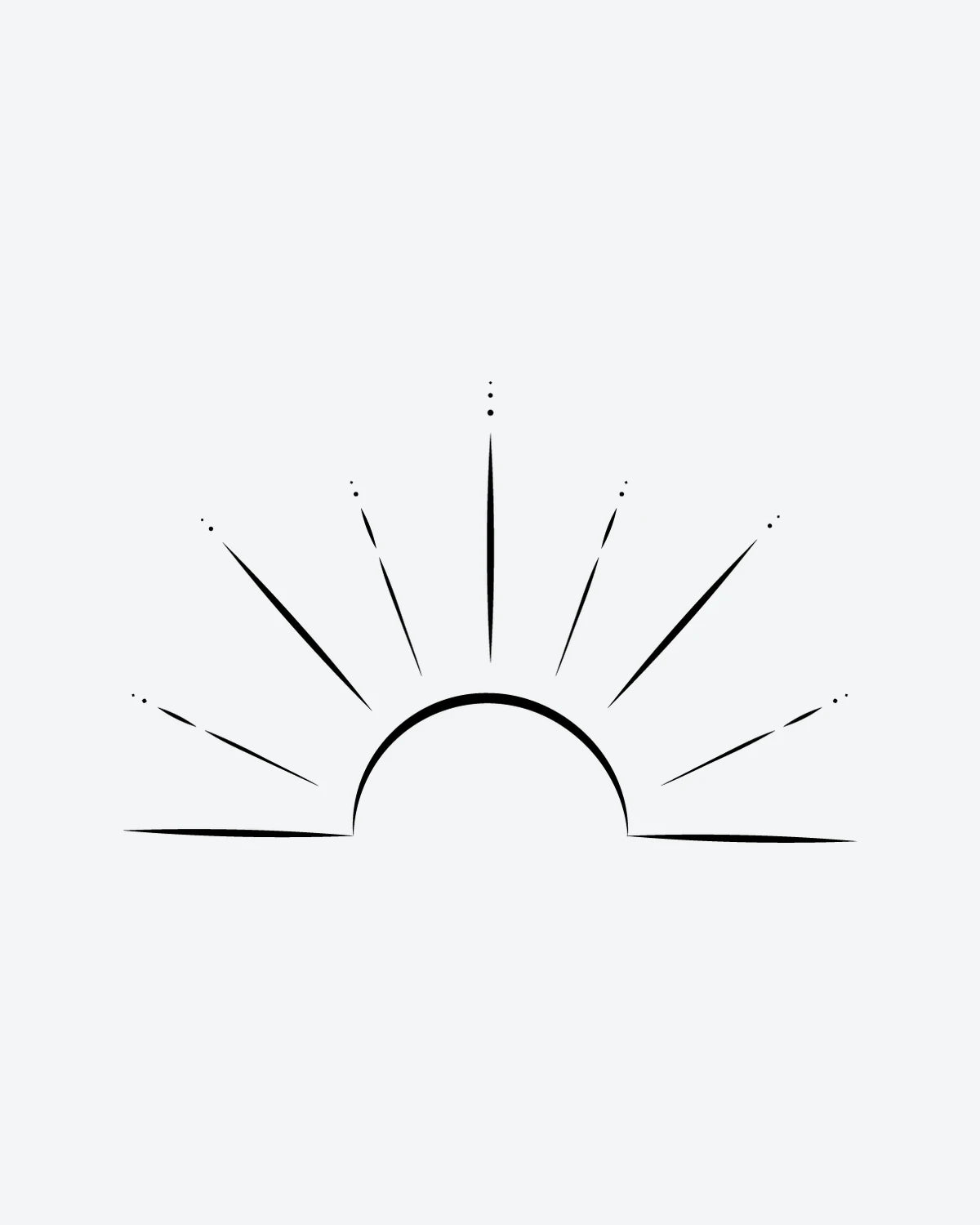 Sun Rise 2 semi-permanent tattoo design by INKY – Fine Line, Sun, Geometric, Dots, Lines illustration, 0.5 x 0.5 in (1x1 cm), available at inkytatt.com