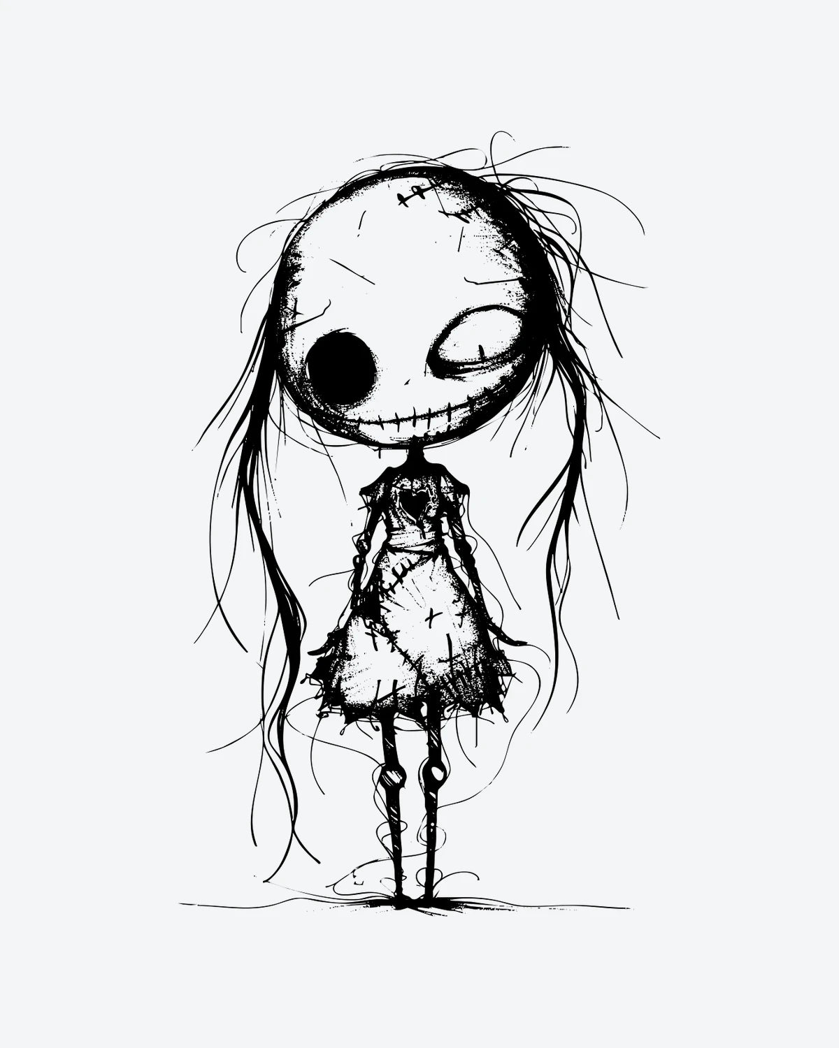Stitched Doll semi-permanent tattoo design by INKY – Eye illustration, 3 x 3 in (7x7 cm), available at inkytatt.com