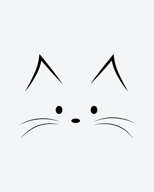 Kitty Face semi-permanent tattoo design by INKY – Fine Line, Cat, Eye, Face illustration, 0.5 x 0.5 in (1x1 cm), available at inkytatt.com