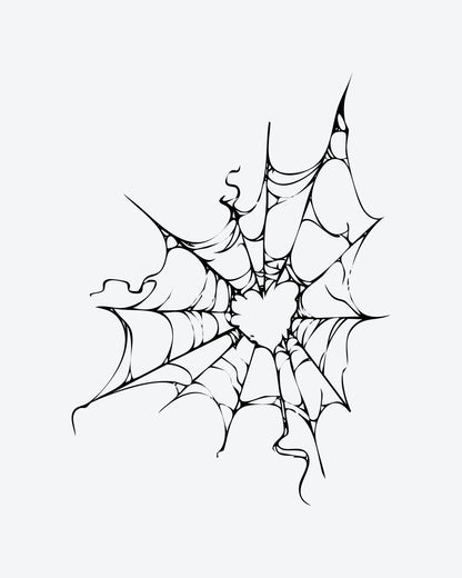 Spider Web 2 semi-permanent tattoo design by INKY – Spider, Lines, Hand illustration, 3 x 3 in (7x7 cm), available at inkytatt.com
