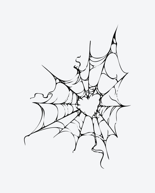 Spider Web 2 semi-permanent tattoo design by INKY – Spider, Lines, Hand illustration, 3 x 3 in (7x7 cm), available at inkytatt.com