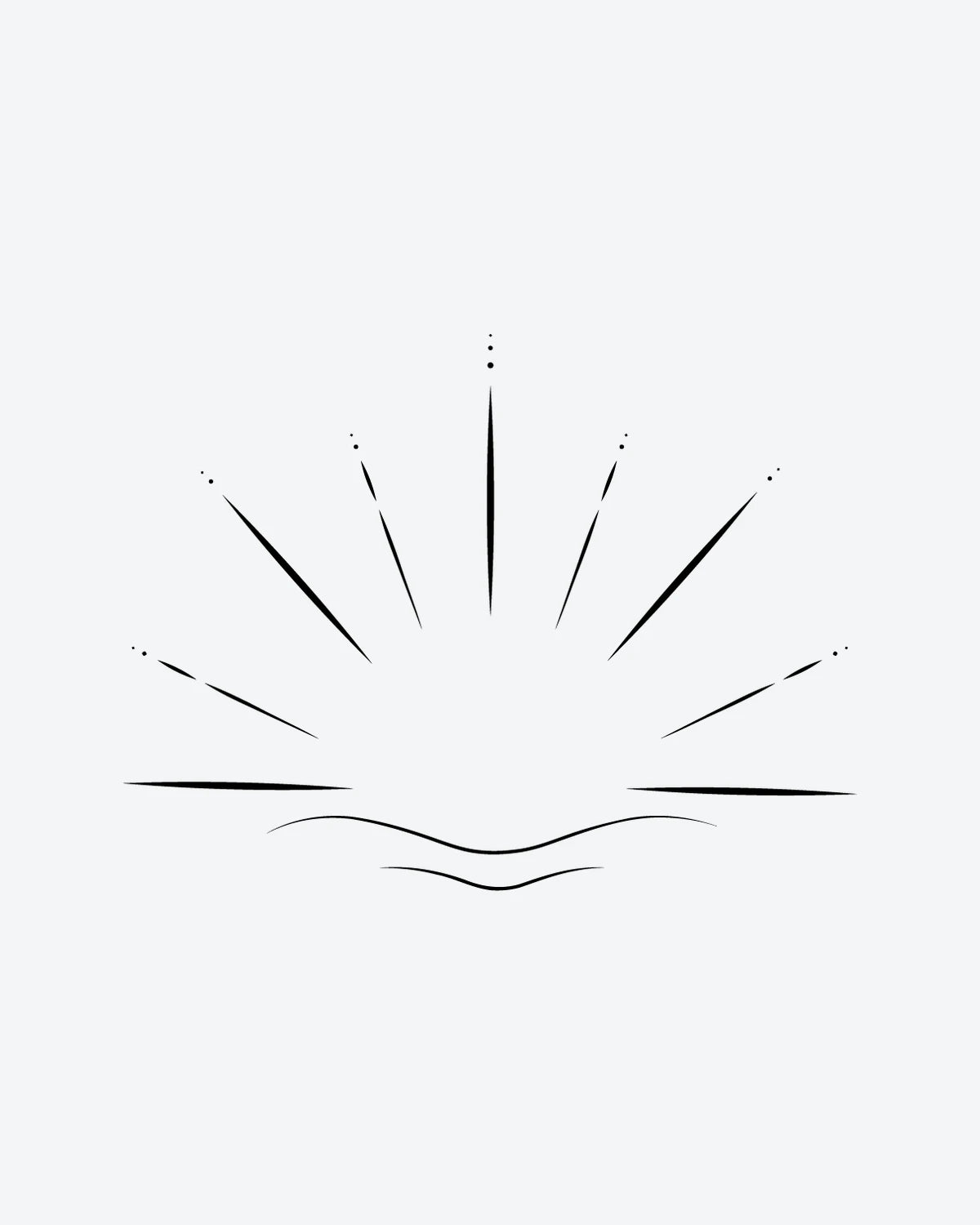 Sunrise Wave semi-permanent tattoo design by INKY – Fine Line, Dots, Water illustration, 0.5 x 0.5 in (1x1 cm), available at inkytatt.com