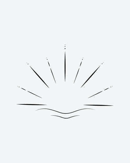 Sunrise Wave semi-permanent tattoo design by INKY – Fine Line, Dots, Water illustration, 0.5 x 0.5 in (1x1 cm), available at inkytatt.com