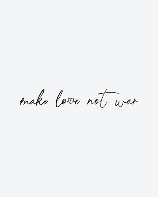 Love Not War semi-permanent tattoo design by INKY – Fine Line, Heart illustration, 2 x 4 in (6x10 cm), available at inkytatt.com