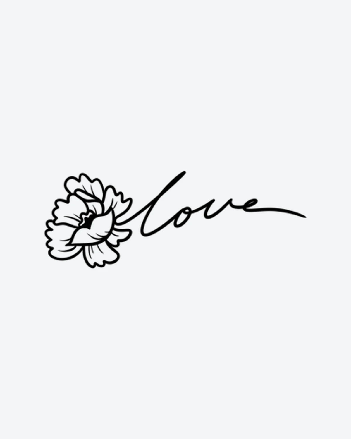 Love Bloom semi-permanent tattoo design by INKY – Fine Line, Petal, Bloom illustration, 2 x 2 in (4x4 cm), available at inkytatt.com