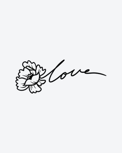 Love Bloom semi-permanent tattoo design by INKY – Fine Line, Petal, Bloom illustration, 2 x 2 in (4x4 cm), available at inkytatt.com