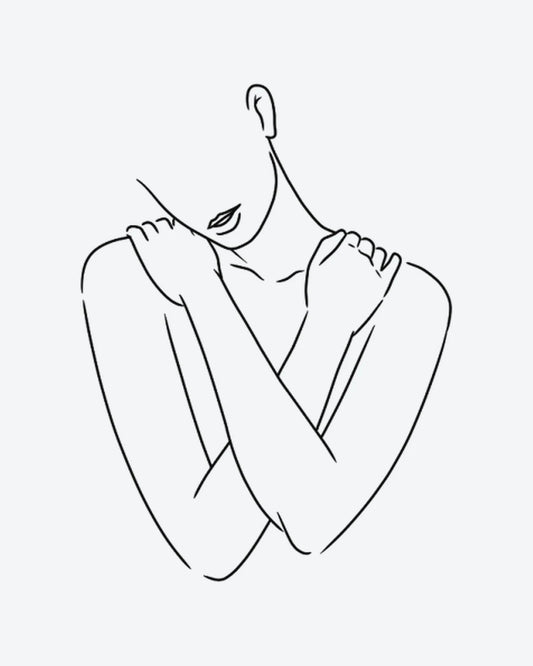 Self Love 2 semi-permanent tattoo design by INKY – Fine Line, Lines, Face, Hand illustration, 2 x 2 in (4x4 cm), available at inkytatt.com