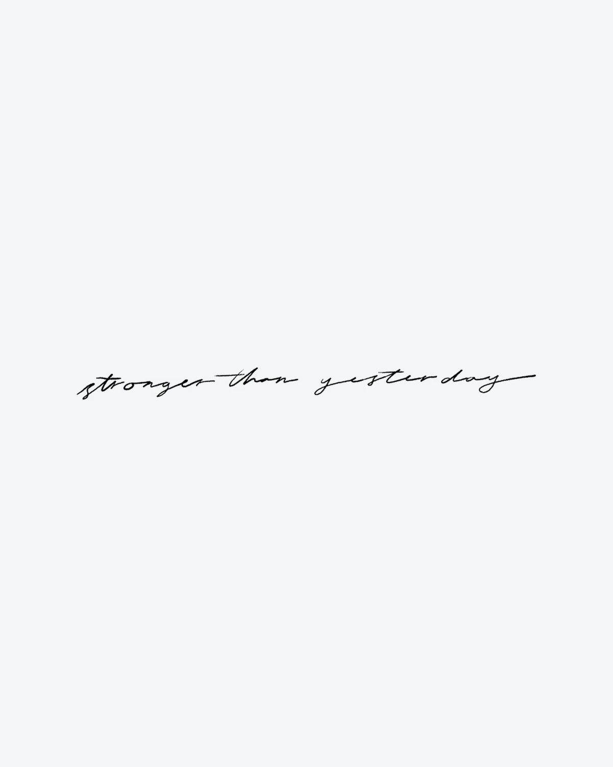 Stronger semi-permanent tattoo design by INKY – Fine Line illustration, 2 x 4 in (6x10 cm), available at inkytatt.com