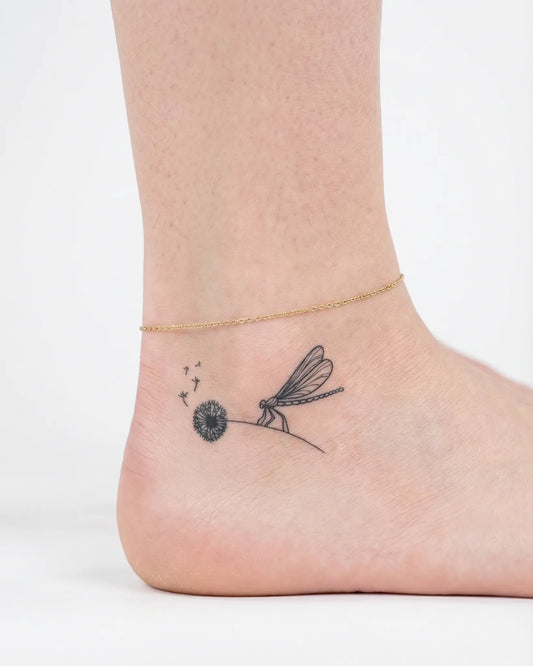 INKY Wishful Fligh 2 semi-permanent tattoo applied on a woman – 2 x 2 in (4x4 cm) design, realistic ink look, lasts 10 days
