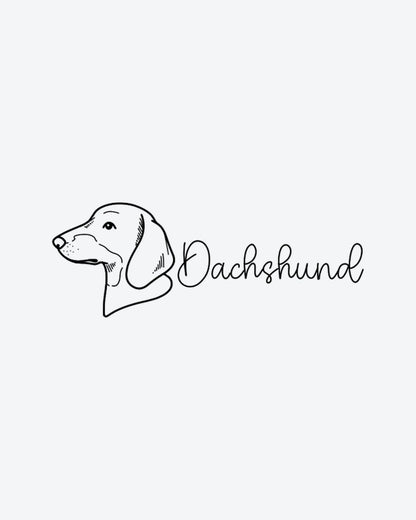 Dachshund semi-permanent tattoo design by INKY – Fine Line, Dotwork, Lines illustration, 2 x 4 in (6x10 cm), available at inkytatt.com