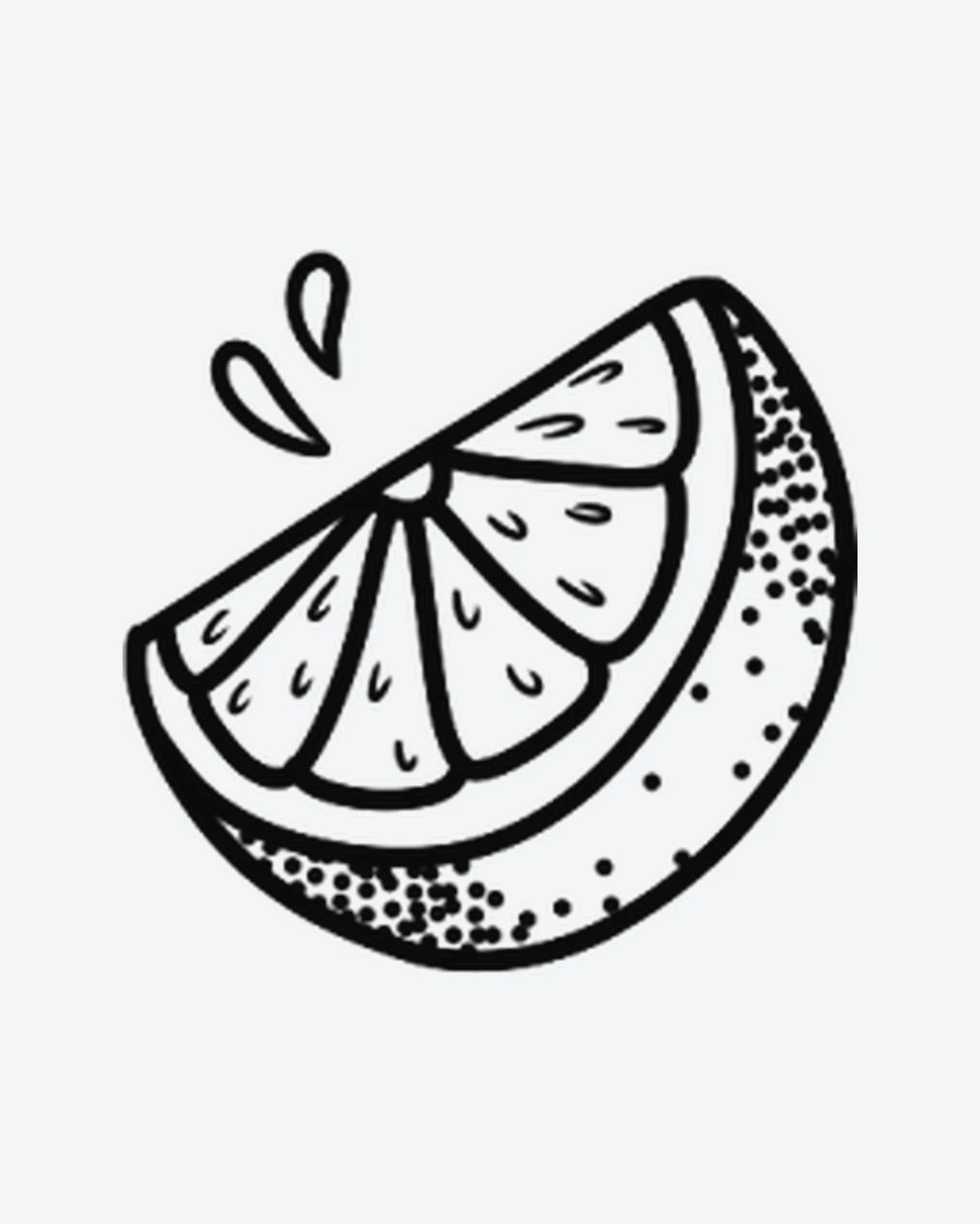 Lemon Zest semi-permanent tattoo design by INKY – Line Art, Dotwork illustration, 2 x 2 in (4x4 cm), available at inkytatt.com