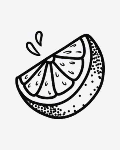 Lemon Zest semi-permanent tattoo design by INKY – Line Art, Dotwork illustration, 2 x 2 in (4x4 cm), available at inkytatt.com