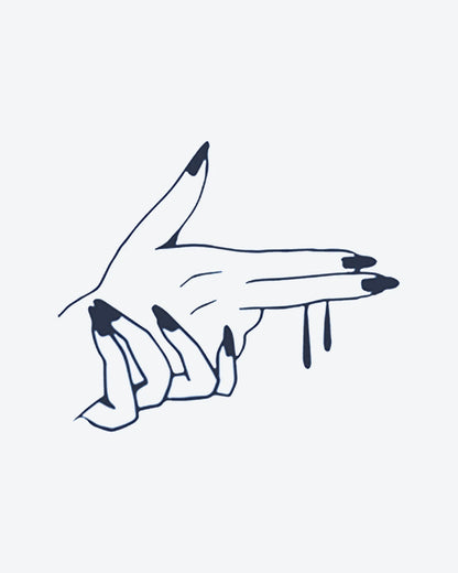 Bang Bang semi-permanent tattoo design by INKY – Fine Line, Hand illustration, 2 x 2 in (4x4 cm), available at inkytatt.com